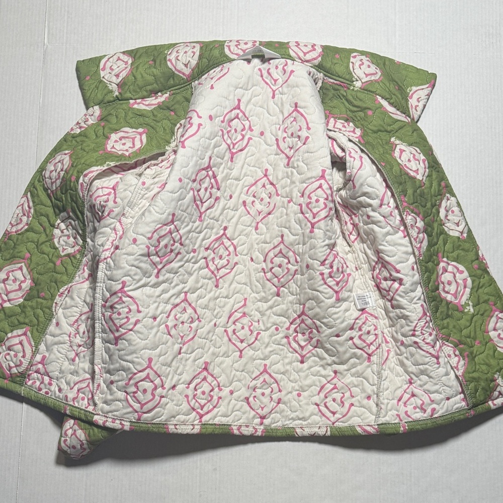 IDA MAE HOME Green Pink Handcrafted Quilted‎ Women's Jacket Abstract Pattern SM - Picture 12 of 13